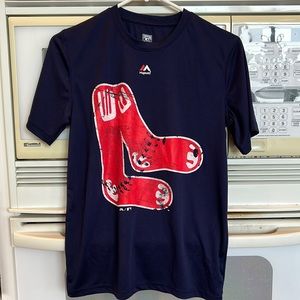 Majestic Boston Red Sox Shirt, Youth Size Large 14/16, Red and Navy Short Sleeve